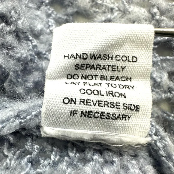 Bucketlist Holes Pattern Oversized Cardigan Medium Cool Blue Romantic Bohemian - Picture 10 of 14